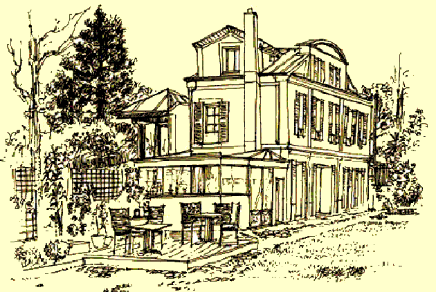 Originalzeichnung der Villa Montmorency ausgeführt von einem befreundeten Künstler F. Plard